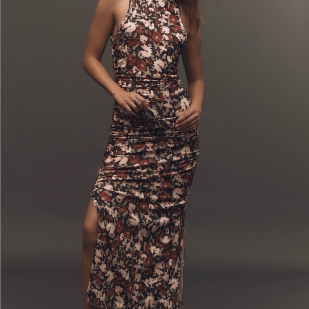 Anthropologie Floral Maxi Dress - Black and Pink